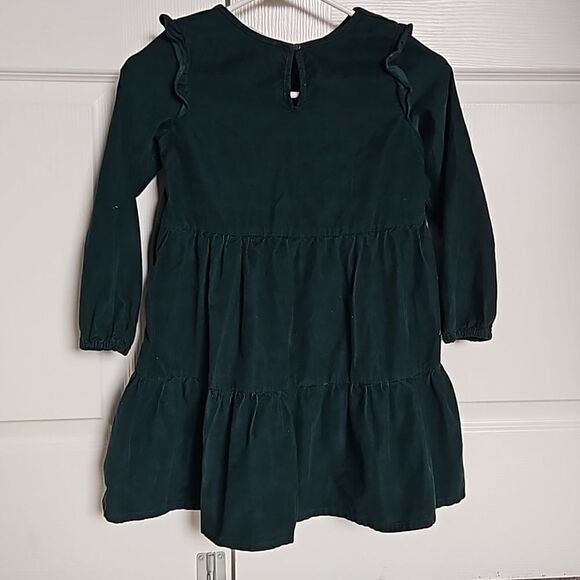 H&M Girl's Corduroy Long Sleeves Mini Dress Dark Green Size 6-7 Year Old - Picture 3 of 16